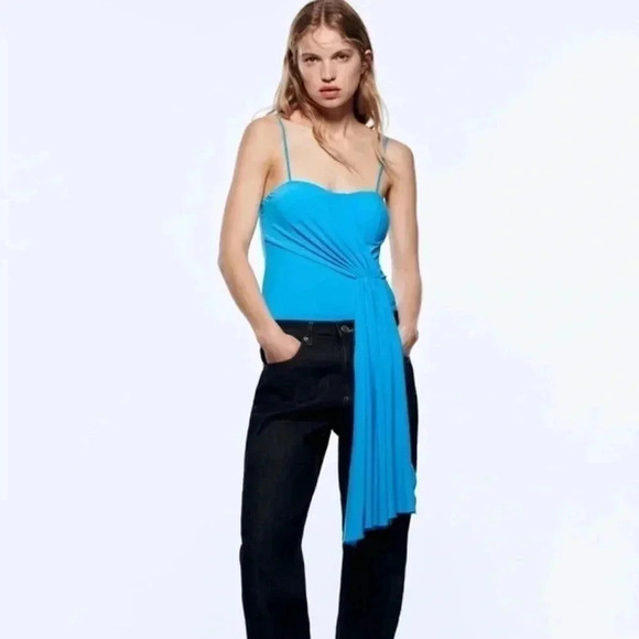 Zara Tops - 💕Zara  draped bodysuit S NWT